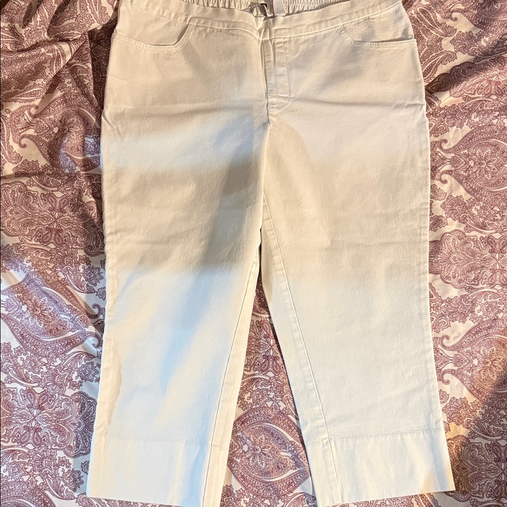 Isaac Mizrahi Cream Ankle Jeans